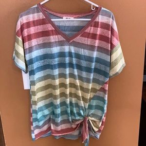 Side tie tunic length tee